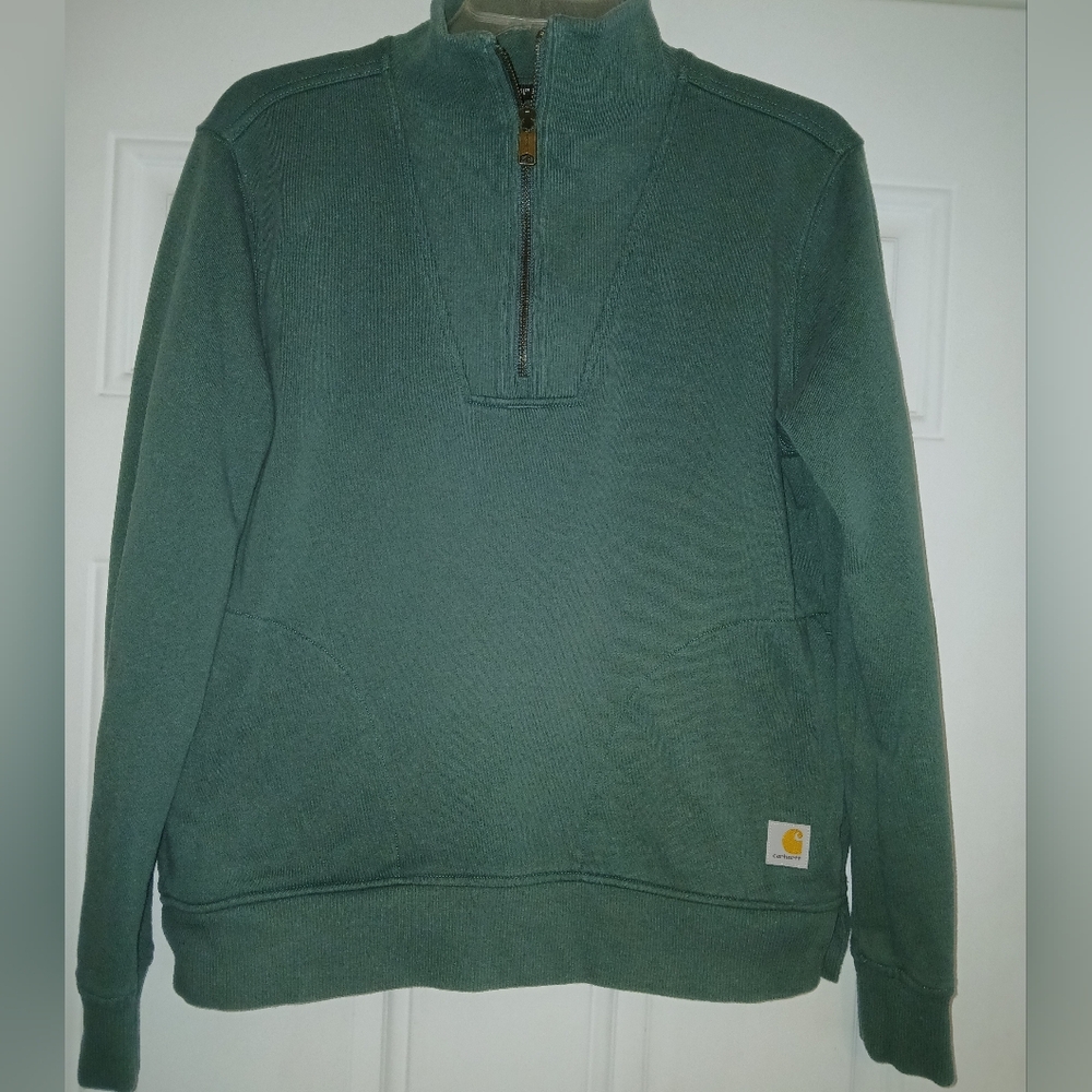 Carhartt Womens Tencel Fiber Series Relaxed Fit Half-Zip Sweatshirt Green Size S
